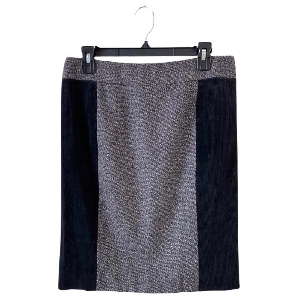 Gucci Gray Black Wool Corduroy Colorblock Pencil Skirt US 6